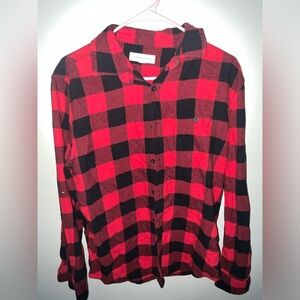 Aeropostale flannel button up shirt black and red
